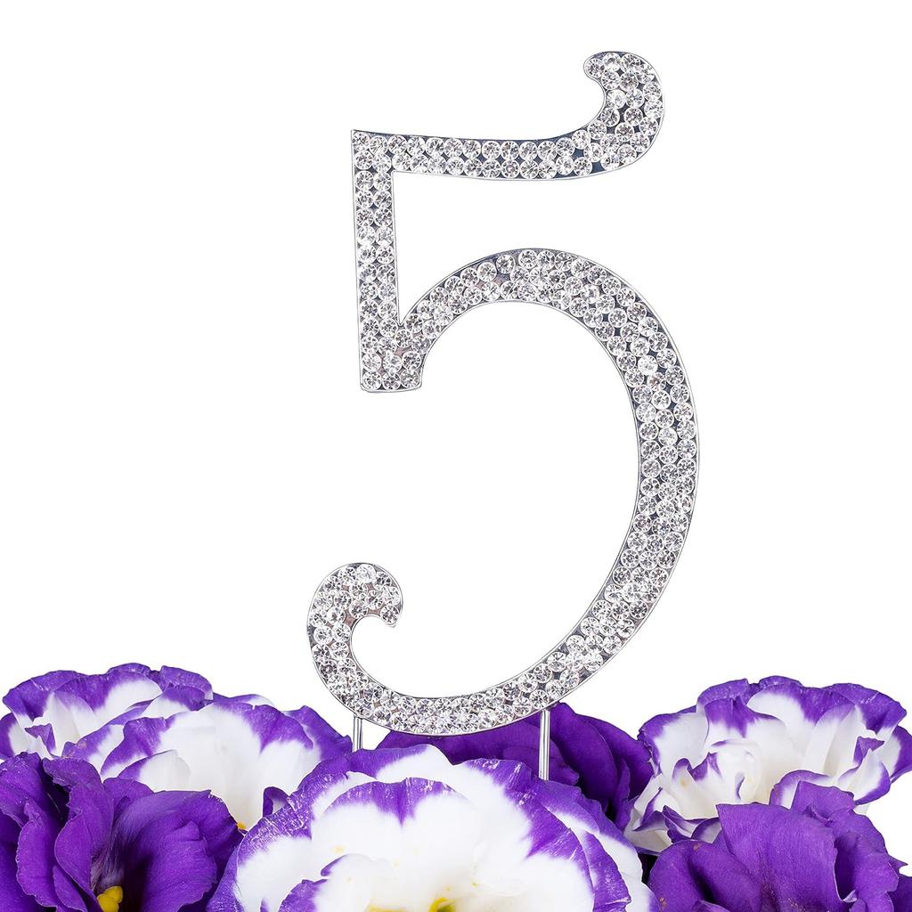 Number 3 Rhinestones Silver 3" Crystal Cake Topper Birthday Cake Topper Boy or Girl Birthday Anniversary Party Decoration Supply