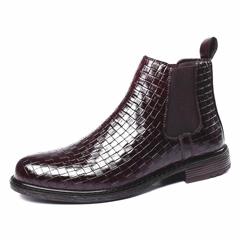 Men'S Braided Print Chelsea Casual Boots Men'S Bright Face High Spring Autumn Men'S Abkle Boots M799