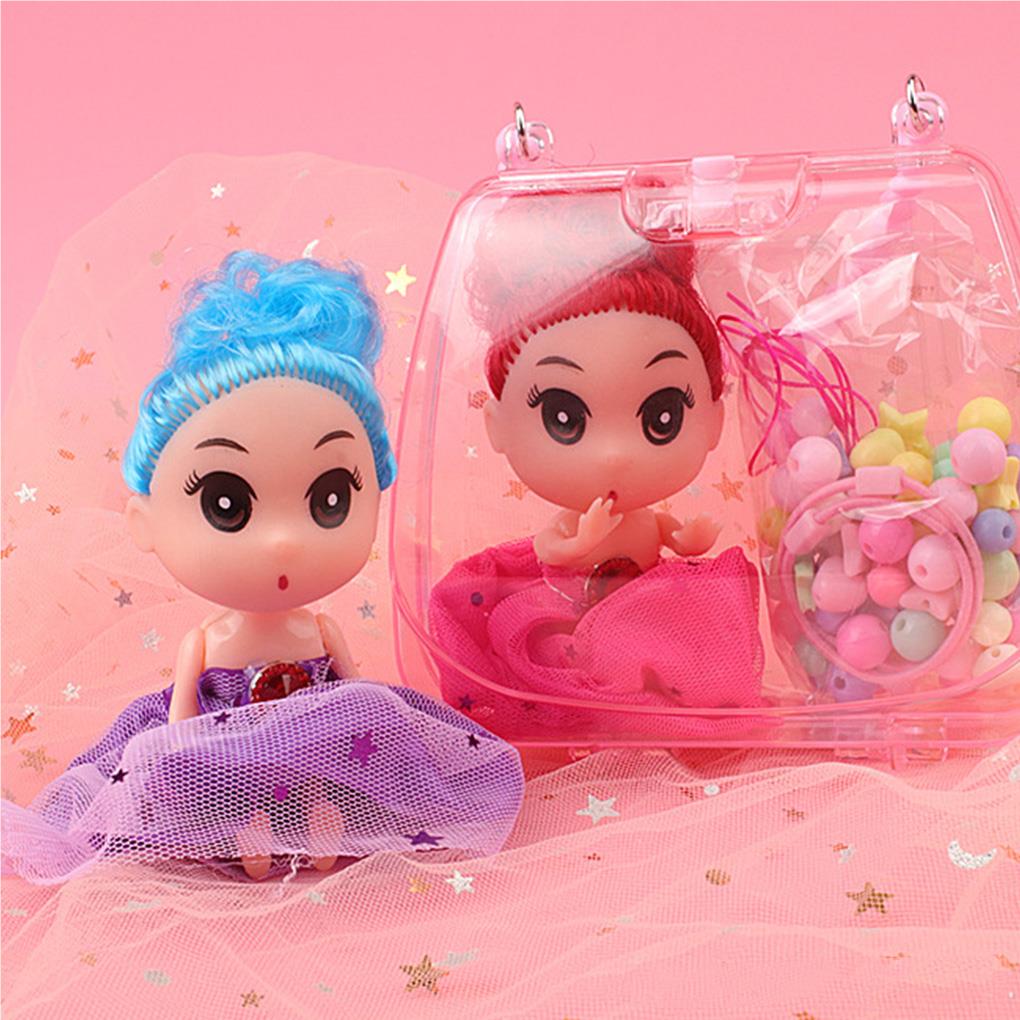 Pulseira Colar de Menina Conjunto de Contas DIY Bolsa Cosmética Infantil Contas para Criação de Joias Faixa de Cabelo Kit de Boneca com Bolsa