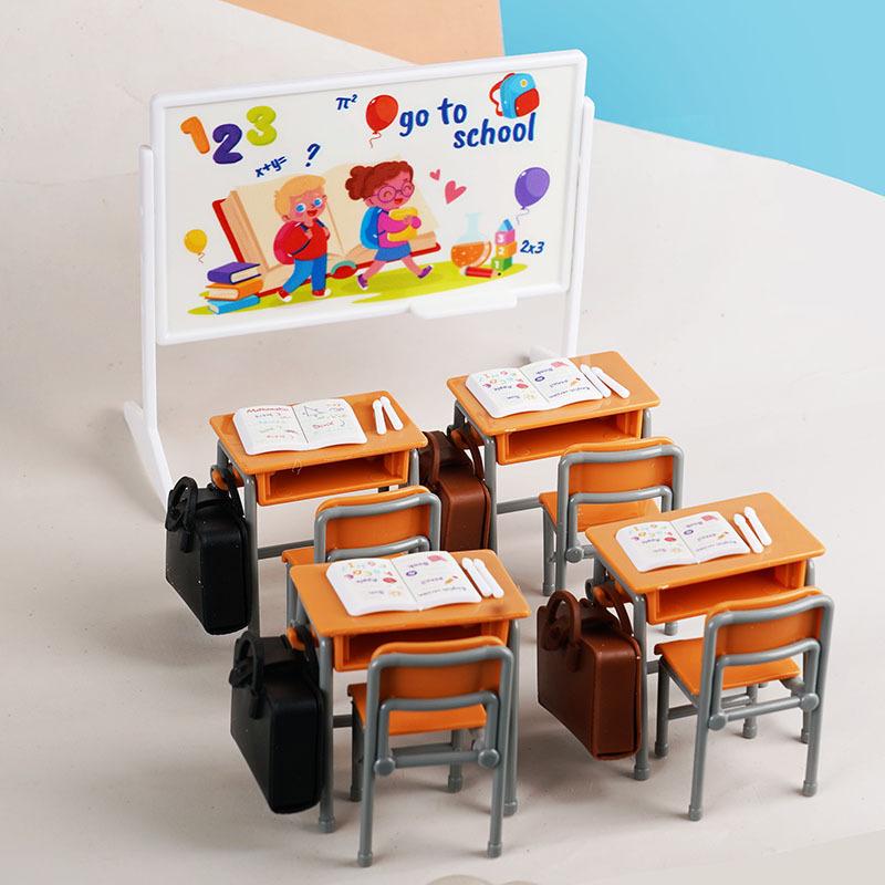 1:12 Toy Doll House Accessories Dollhouse Miniature Simulation Classroom Desk Blackboard Book Bag Furniture Home Model Decor