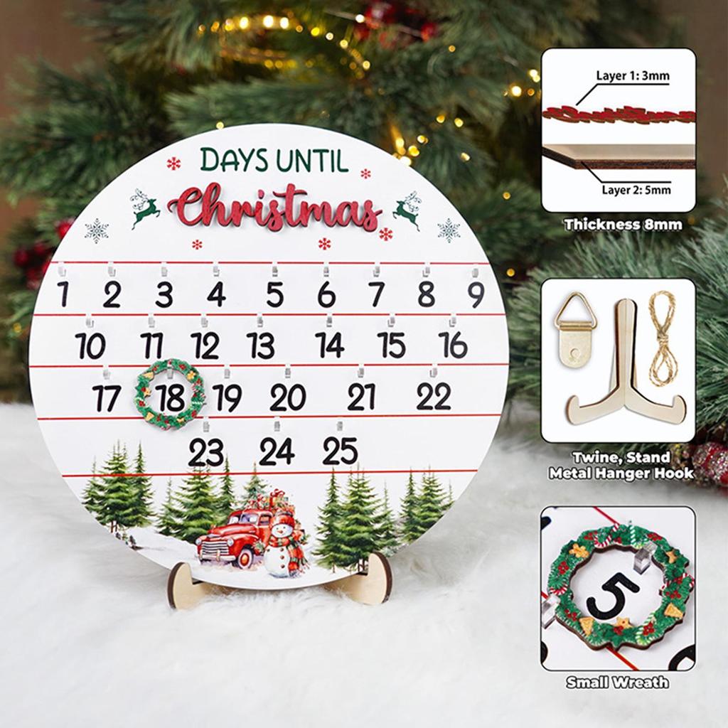 25 Days Countdown Christmas Ornaments Christmas Advent 25 Days Till Christmas Wooden Decoration Christmas Tree Door Sign Decor