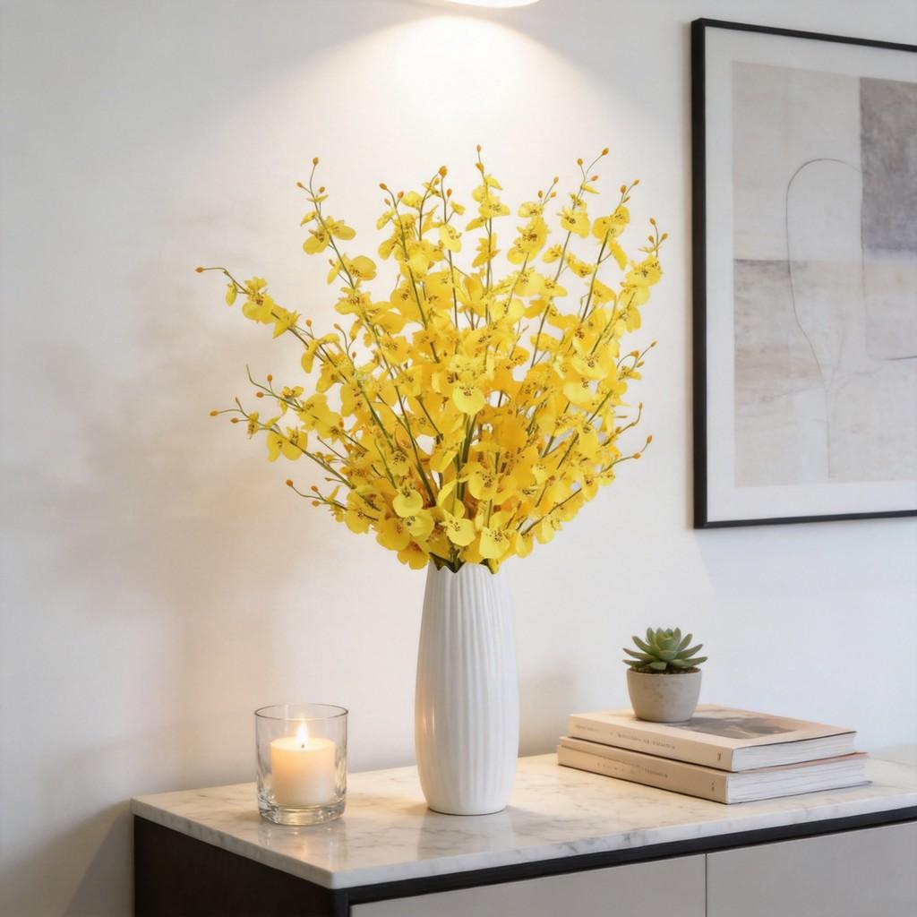 Phalaenopsis Orchid Artificial Flower Bouquet For Wedding Decor And Home Office Display