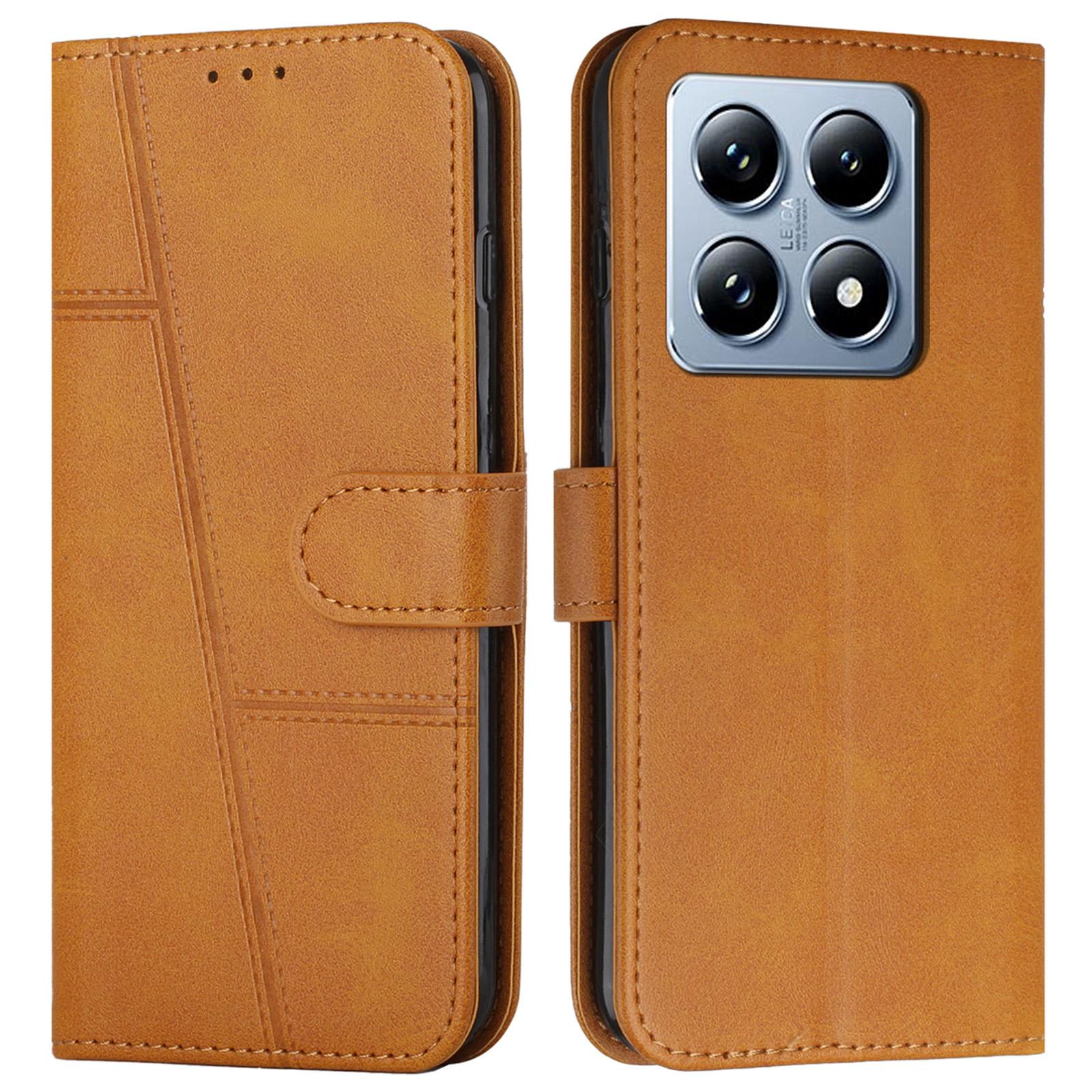 

For Xiaomi 14T Case Stand Flip Protective Leather Phone Cover Yellow