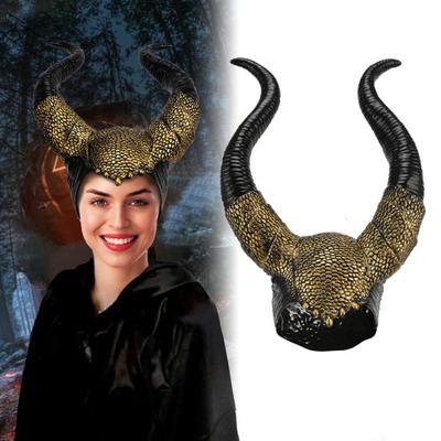 Halloween Devil Horns Costume Black Latex Long Horns Women Adults Horn Headpiece for Cosplay Halloween