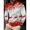 Men's Reindeer and Snowflake Print Long-sleeved T-shirt, Four-season Casual Crew Neck Top, Christmas T-shirt
