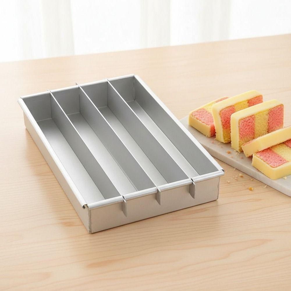 Non-Stick Battenberg Cake Pan Rectangular with Adjustable Divider Tiramisu Pan Aluminum Alloy Heat-resistant Baking Cake Mould