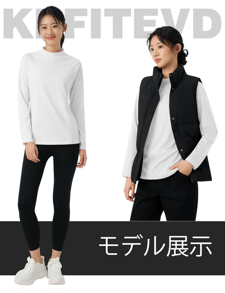 KEFITEVD Langarm Warmes Unterhemd für Kälte Rollkragen Sportbekleidung für Herbst und Größe M Damen Hoher Kragen Unterhemd, Wetter, Locker sitzendes T-Shirt,