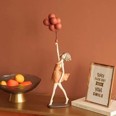Creative Resin Balloon Girl Decoration for Home Figure Sculpture Statue Living Room Bedroom Desktop Ornament Craft Birthday Gift