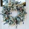 Blue Christmas Fruit Pine Cone Wreath - Cross-border Front Door Decoration for Wedding & Holiday