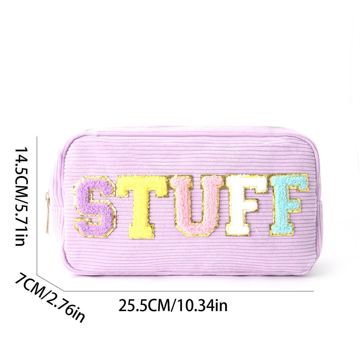 

Косметичка и туалетная сумка из вельвета с вышитыми буквами Cross-Border - большая вместимость, портативное хранение фиолетовый