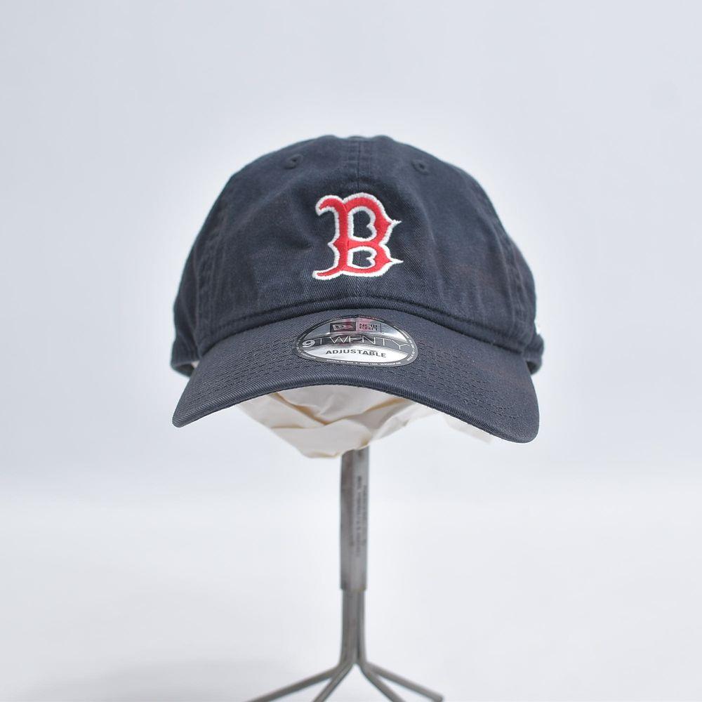 Used NEW ERA 9TWENTY Baseball Cap Boston Red Sox B Logo Fade MLB American Casual Street Hat Dark Navy USED Vintage Old Clothes Men's