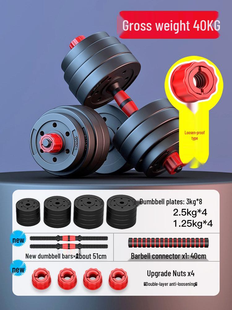 Adjustable Rubber-Coated Dumbbell & Barbell Set for Men and Women Fitness
