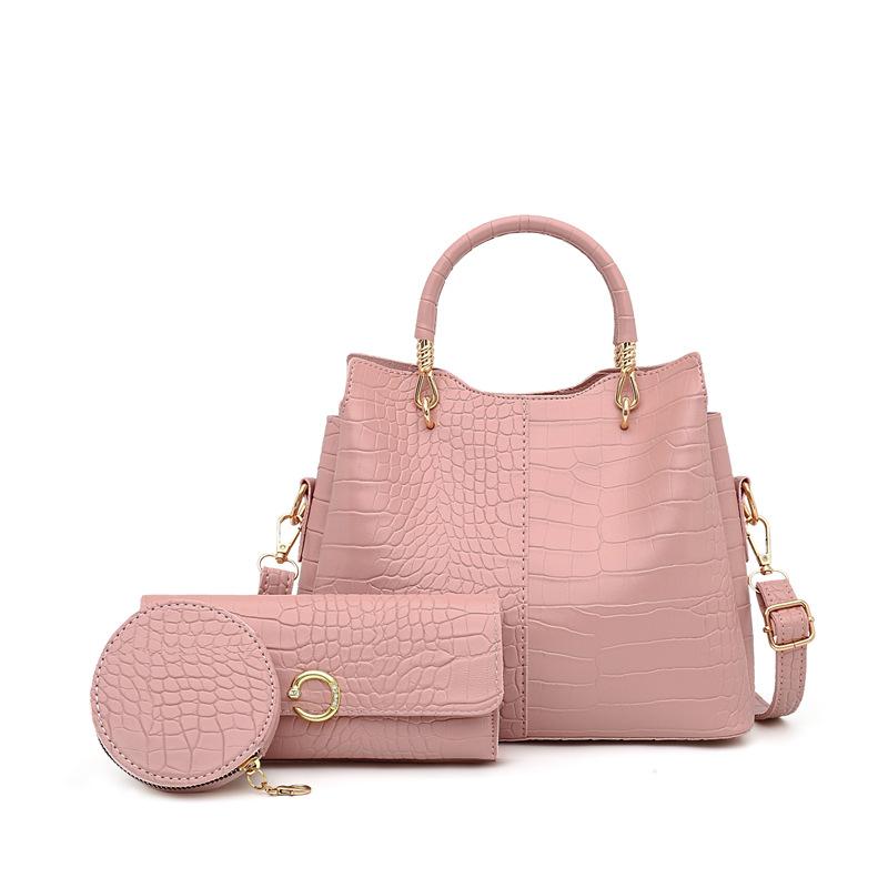Women's bag new retro fashion crocodile pattern three-piece set mother and child bag large capacity portable shoulder crossbody