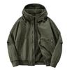 Men's Pure Cotton Hooded Workwear Jacket, Autumn/Winter, Plus Velvet, Thickened, Loose Fit, Plus Size, Style 6836.
