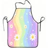 1pc Pastel Wave Print Apron with Rainbow Daisy, Sturdy And Easy To Clean, Adjustable Waist, Made of Polyester, Suitable for Cooking, Gardening, Fruit 