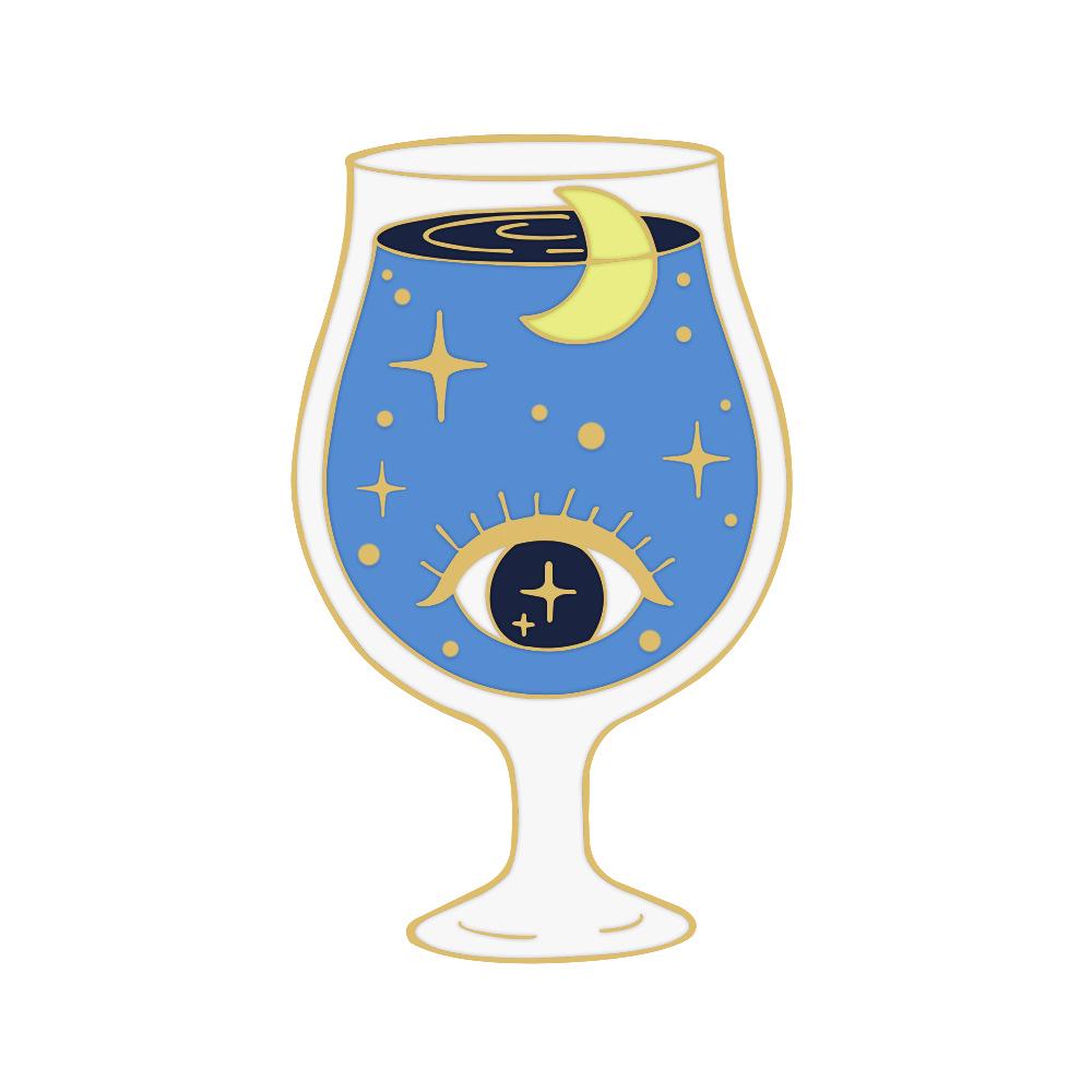 Iridescent Starry Sky Enamel Brooch: Cartoon Lapel Pin in Test Tube, Wine Glass, and Milk Shapes for Men & Women