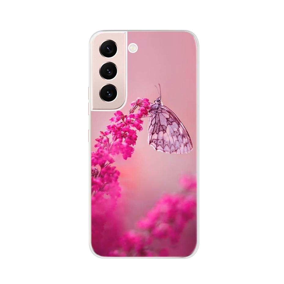 Beautiful Flower Phone Case For Samsung Galaxy S22 Pro S 22 Ultra 5G Case Cute Cat Soft Silicone TPU Cover For Samsung S22 22Pro
