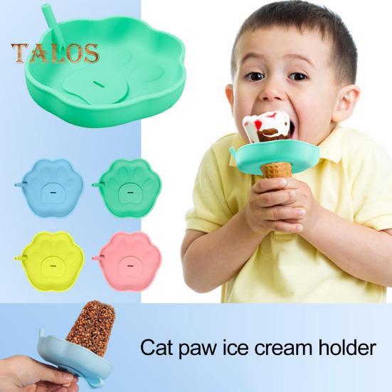 4-Pack Silicone Ice Cream Holders Leakproof Cones Popsicle Stands with Straw Holes BPA-Free Popsicle Stickiness Catcher for Melted Treats