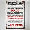 Vintage Weathered Metal Sign No Soliciting Home Decor Humorous Satirical Wall Plaque for Man Cave Bar Cafe Office