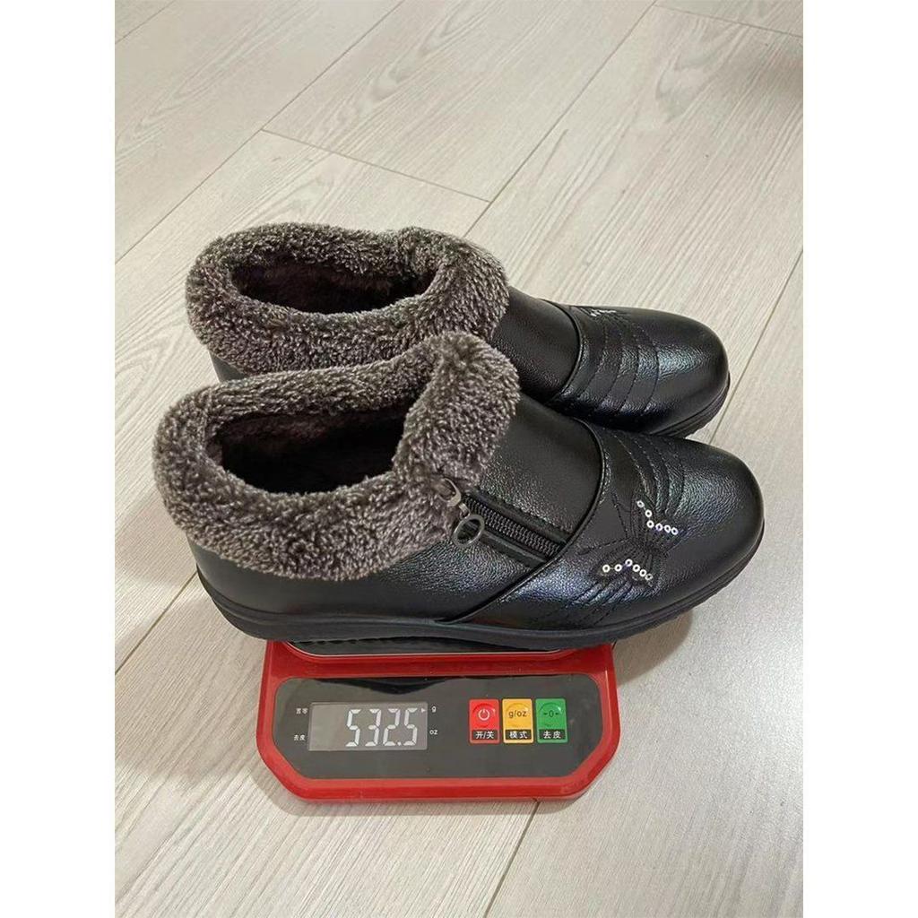 Flat Bottom Non-slip Casual Soft Sole Warm Side Zipper Cotton Shoes for Women's Autumn and Winter New Fashion Versatile Cotton Shoes for Women