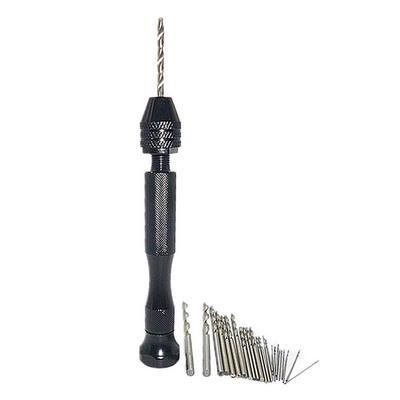 25 stk Mini Micro spiralbor 0,5 mm-3 mm m/ håndbor i aluminium nøkkelfri chuck