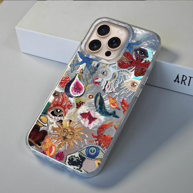 Retro Sun Planet Cocktail Women Phone Case For Apple iphone 16pro 15 16 14 13 Pro Max 16e 12 11 7 8 Plus XR SE Fundas Cover