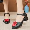 Fashion GKTINOO Women Mother Ladies Female Genuine Leather Sandals Shoes Platform Summer Cool Beach Retro Flowers High Heel Buckle Strap
