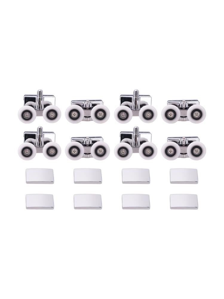 8PCS Shower Door Rollers Replacement Set for Smooth Sliding Action Top & Bottom Pulleys for Various Shower Designs