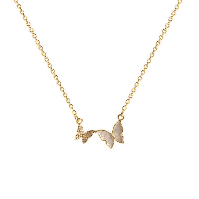 Elegant Titanium Bowknot Necklace with Diamond Pendant for Women - Fairy Style Clavicle Chain