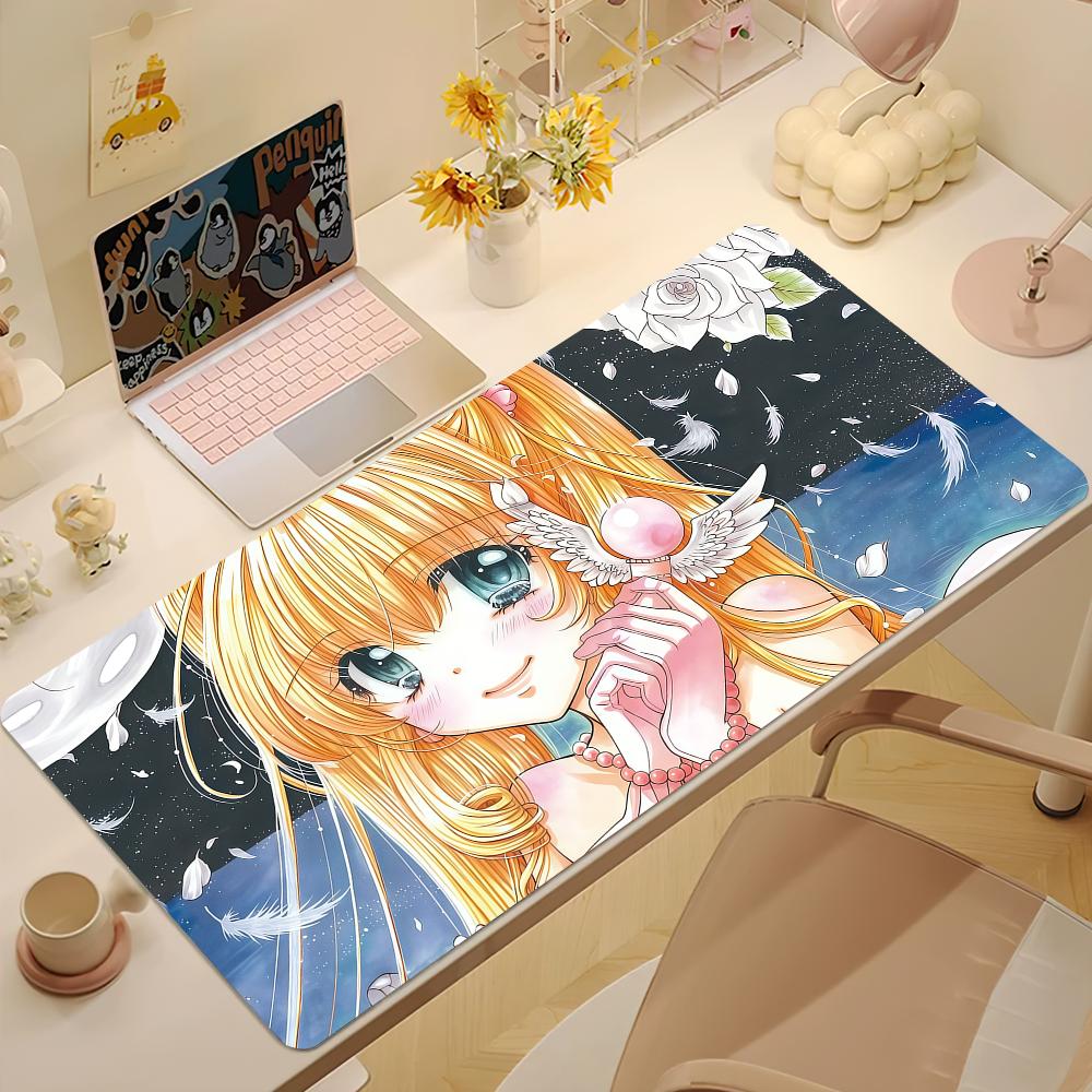 Anime Mmermaid Melody Mouse Pad Large Nonslip Lockedge Desktop Computer Desk Mat Keyboard Writing Mousepad Office Game Student