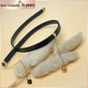 Korean Style S925 Silver Black Tassel Choker Necklace with Gold Pendant, Perfect for Christmas or Valentine's Day Gifts