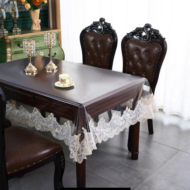Față de masă PVC Transparentă Clară Protector de Masă din Plastic Sticlă Moale Impermeabilă Rezistentă la Ulei pentru Față de Masă de Dining Dantelă Prosop Decor Acasă