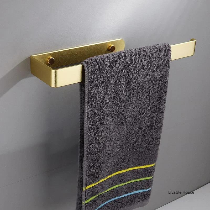 Towel Holder Bathroom Rack Bar Golden Kitchen Roll Paper Hand Towel Hanger Self Towel Hanger Self Storage Shelf Punching