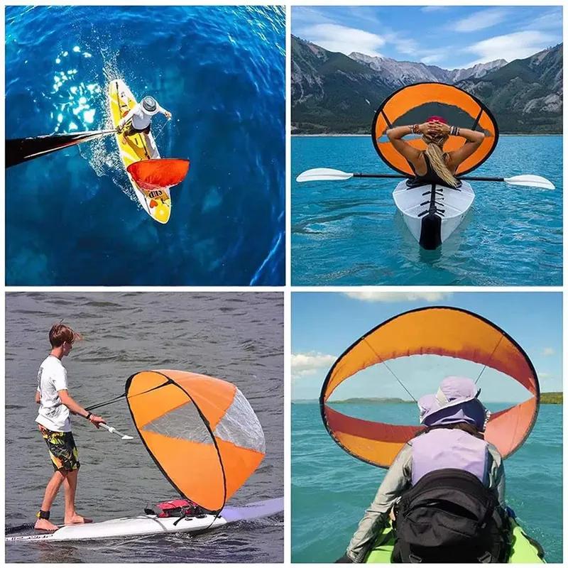 1PCS Kayak Downwind Paddle Inflatable Canoe Boat Drift Sails with Clear Window Boat Folding Thruster Fittings