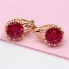 Purple Gold Inlaid Redstone Inlaid Zircon Earrings, High-Grade Colored Gold Plated Rose Gold Earrings.