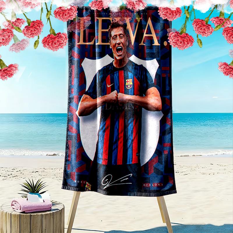 Robert Lewandowski Fc Bayern Munich Beach Towel Portable For Travel Outdoor Camping Seaside Outdoor Pool Towel Quickdrying Swim Towel