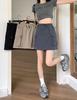 Women's A-line Grey Drawstring Midi Skirt - Slimming, Elastic Waist, Summer Casual Workwear