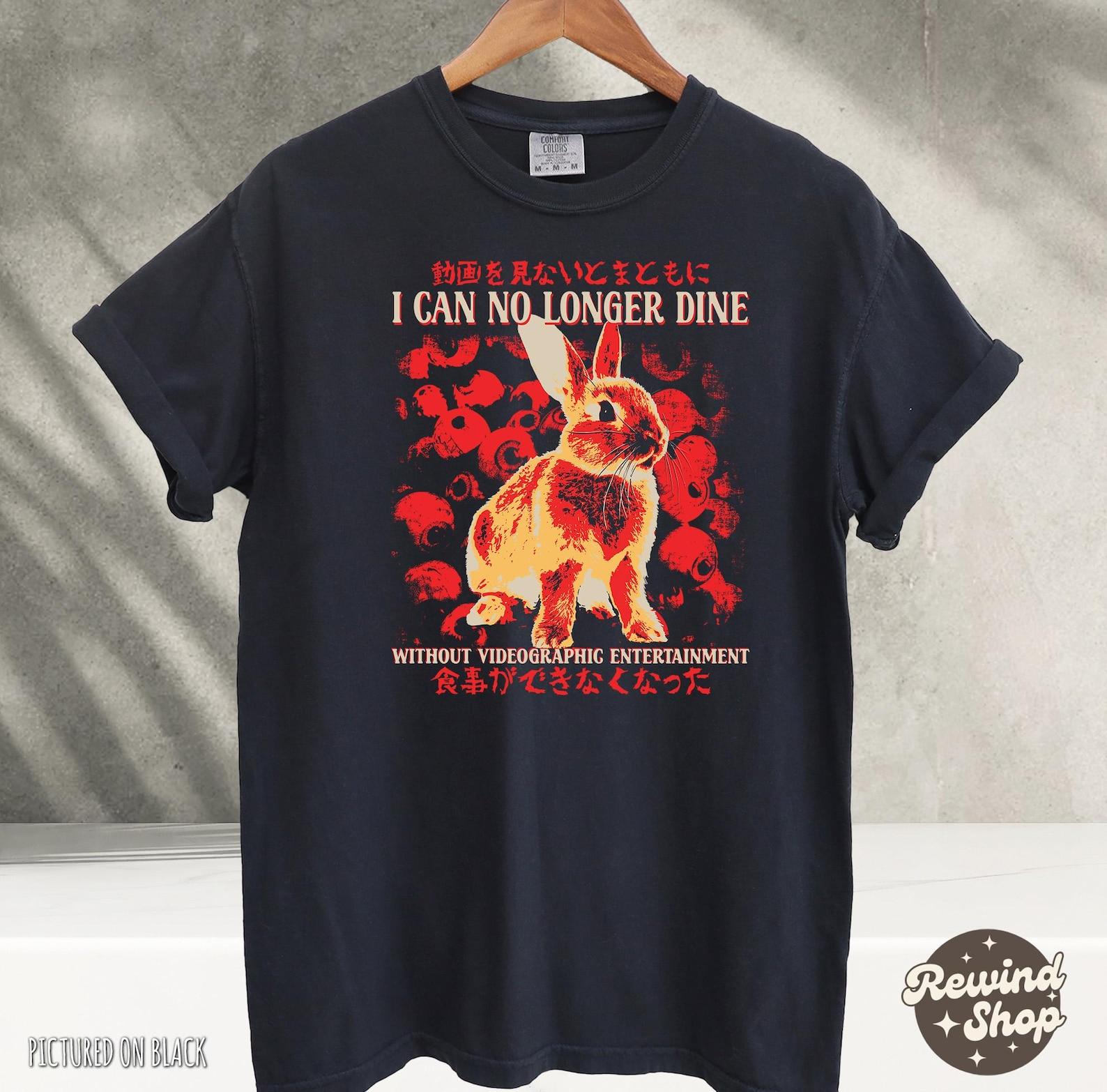 I can no longer dine Rabbit Vintage Japanese T-Shirt, Bunny Rabbit Japanese Horror T-shirt, Comfort Colors Shirts, Funny Meme Shirt 4XL
