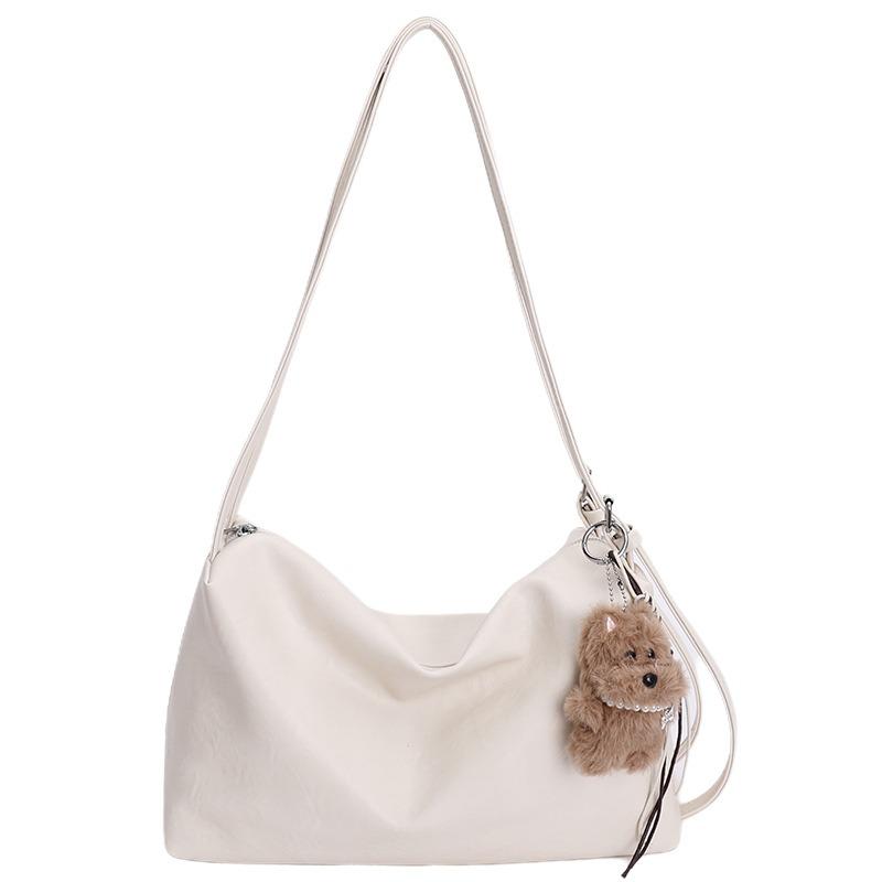 Shoulder Bag Soft Leather Casual Texture Stylish and Simple Messenger Bag Large Capacity Campus Class Commuter Bag Women