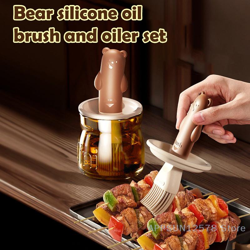 Bear Silicone Oil Brush Household Barbecue Oil Brush Oil Bottle Food-Grade Silicone Oil Brush Seasoning Bottle