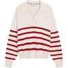 Cotton Striped Loose Casual Pullover Sweater Women Sweater WW0WW48284