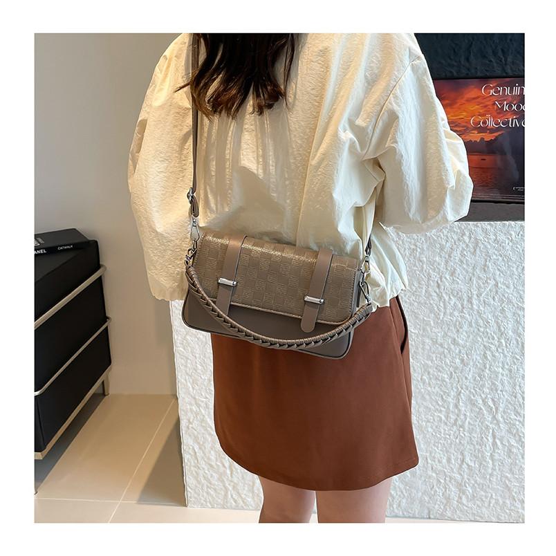 IELGY Ladies Diagonal Bag Retro Small Square Bag Solid Color