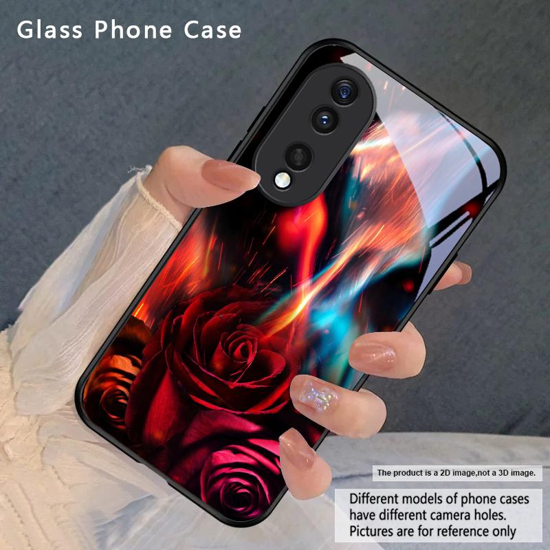 Brilliant Flame Rose For Honor Magic 4 5 6 Pro 7 X6 X9c X9 X6b X8 X9b X5b X8b 30 Pro+ 50 Pro 70 90 200 Lite Glass Phone Case
