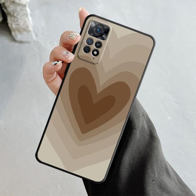 Fashion Brown Love Wood Grain Texture Case For Xiaomi Redmi Note 11t 11s 11 10 8 Pro 9 9s 9t 8t For Mi 10 8 9a 9c 10c 12c K60