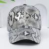 Snake Print Faux Leather PU Leather Baseball Cap, Adjustable Hip-Hop Street Dance Hat, Lightweight Sun Protection For Outdoor Activities
