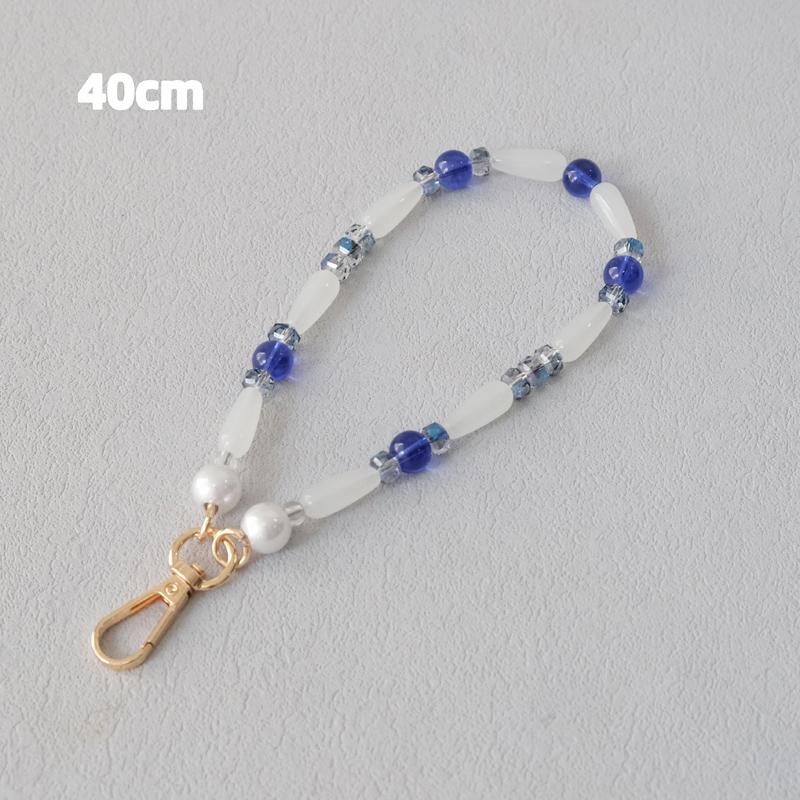 

New Fashion Woman Bag Accessory Detachable Blue Beaded Chains Cute Acrylic Luxury Strap Women Bag Green Shoulder Handle Chain 40CM синій