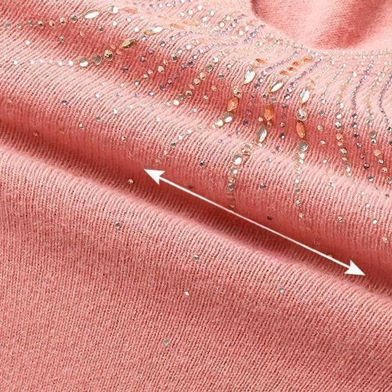 Autumn Women's Plus Size Sweater Loose V-neck Knitwear Rhinestone Pullover Knit Top Stretch Jumper