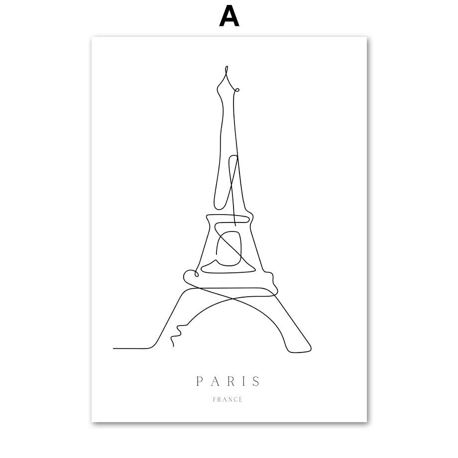 New York Rome Colosseum Amsterdam Paris Tower Line Wall Art Print Canvas Painting Nordic Poster Decor Pictures For Living Room