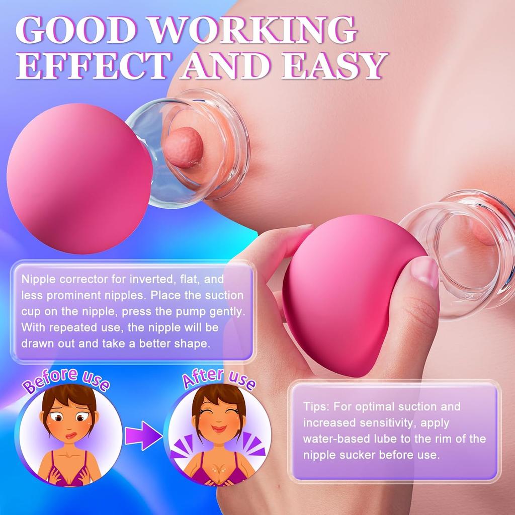 Nipple Sucker Adult Sex Toys - 1 Pair BDSM Nipple Toys Stimulator for Couples Pleasure, Manual Suction Mini Foreplay Flirting Nipple Pump for Women