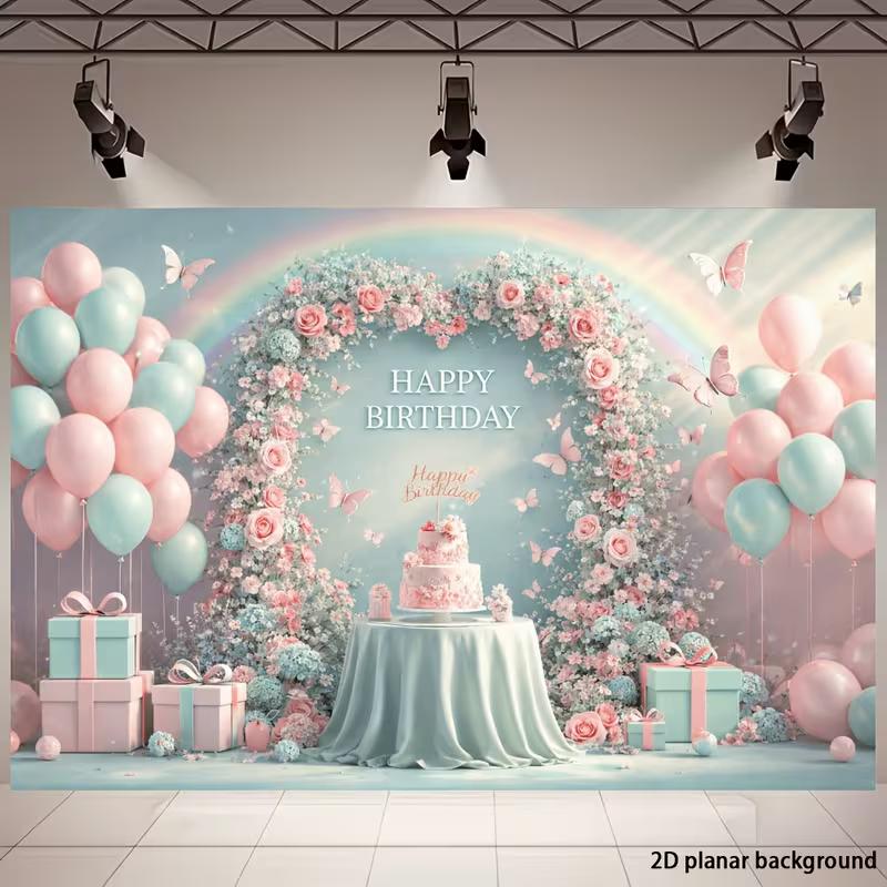 

2D Happy Birthday Gold Striped Backdrop Banner Party Photo Background 47.2x31.5inch/120*80cm